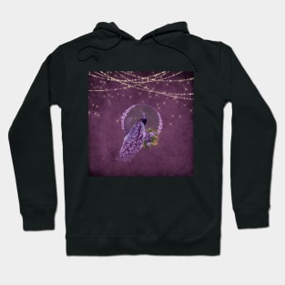 Wonderful peacock and flowers in purple colors Hoodie